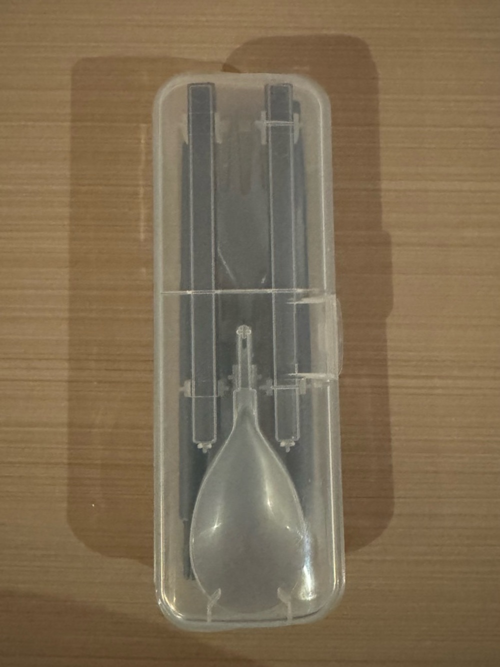 Plastic Travel Utensil Set - Clear Case with Dark Gray Utensils